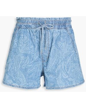 Veronica Beard Wilder Floral-print Denim Shorts - Blue