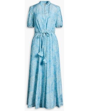 HANNAH Oceanus Floral-print Silk-satin Maxi Dress - Green
