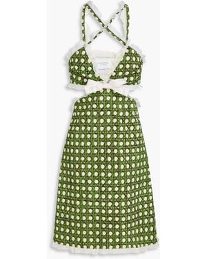 Giambattista Valli Cutout Printed Cotton-Blend Twill Dress - Green