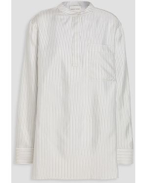 Loulou de Saison Isor Striped Silk-twill Top - White