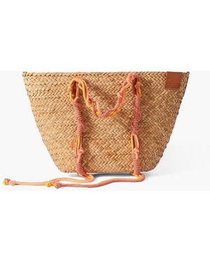 Zimmermann Large Leather And Macramé-trimmed Straw Tote - White