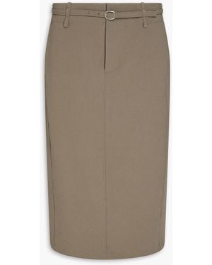 Vince Belted Twill Midi Pencil Skirt - Brown