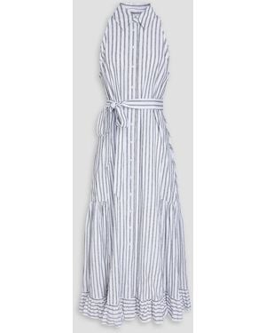 Evi Grintela Striped Cotton-Blend Maxi Shirt Dress - White