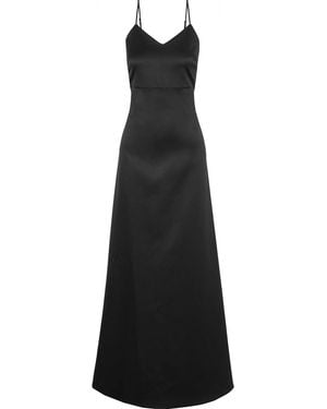 Halston Bow-Embellished Two-Tone Duchesse-Satin Gown - Black
