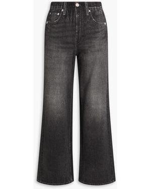 Rag & Bone Miramar Denim-Effect Print French Cotton-Terry Wide-Leg Trousers - Black