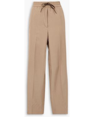 Brioni Silk-canvas Straight-leg Trousers - Natural