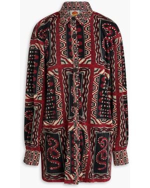 FARM Rio Printed Satin Shirt - Red