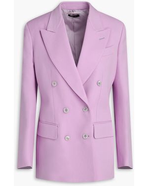 Tom Ford Double-Breasted Wool And Silk-Blend Blazer - Pink