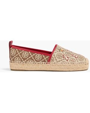Tory Burch Logo-Print Jacquard Espadrilles - White