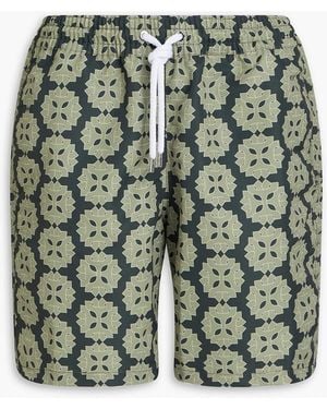 Frescobol Carioca Medalhao Mid-length Printed Swim Shorts - Green