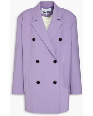 Ganni Double-breasted Twill Blazer - Purple