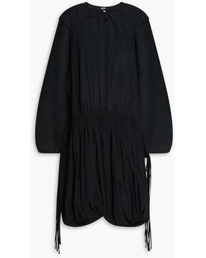 TOTEME Draped Cotton-Gauze Dress - Black