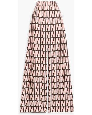Emilia Wickstead Audrey Printed Silk-Twill Wide-Leg Pants - White