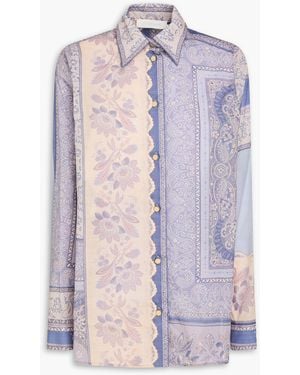 Zimmermann Hemd aus baumwollmusselin mit print - Lila