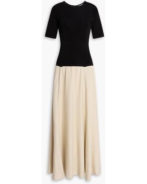 Esse Studios Tee Duo Two-Tone Slub Woven And Stretch-Knit Maxi Dress - Black