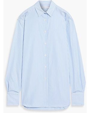 Another Tomorrow Striped Cotton-Poplin Shirt - Blue