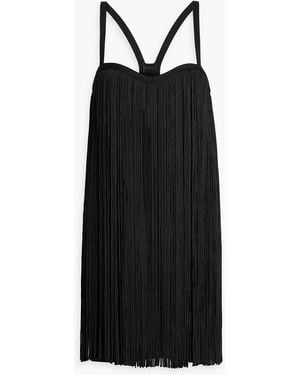Hervé Léger Fringed Bandage Mini Dress - Black