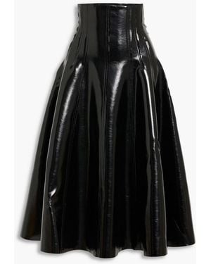 Norma Kamali Grace Flared Glossed Midi Skirt - Black