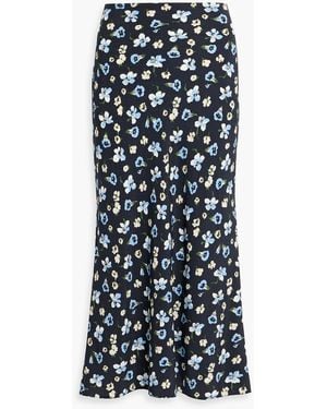 Veronica Beard Clover Floral-Print Silk-Blend Jacquard Midi Skirt - Black