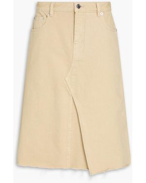 Tory Burch Frayed Denim Midi Skirt - Natural