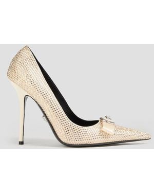 Versace Gianni Ribbon Embellished Satin Pumps - Metallic