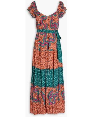 Diane von Furstenberg Alejandro Gathered Printed Mousseline Maxi Dress