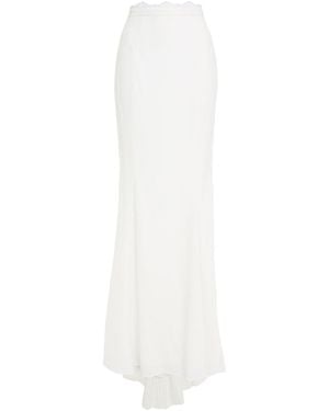 Catherine Deane Maxwell Guipure Lace-trimmed Fluted Crepe Maxi Skirt - White