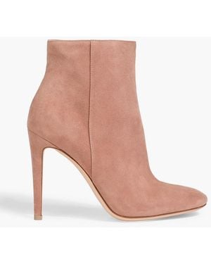 Gianvito Rossi Suede Ankle Boots - White