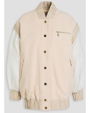 Zimmermann Appliquéd Cotton-blend Bouclé And Shantung Bomber Jacket - Natural