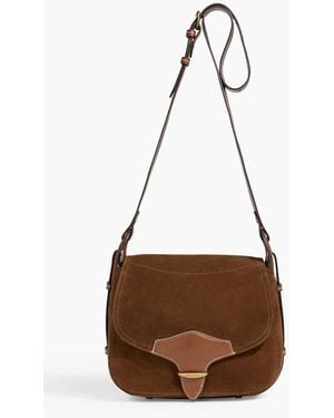 Isabel Marant Botsy Leather-Trimmed Suede Shoulder Bag - Brown