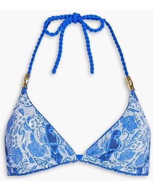 Heidi Klein Reversible Printed Triangle Bikini Top - Blue