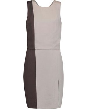 Halston Two-Tone Crepe Mini Dress - Brown