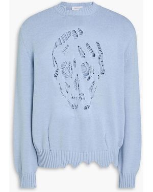 McQueen Distressed Knitted Sweater - Blue