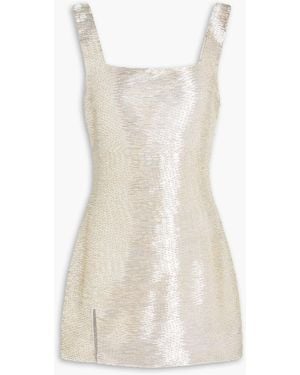 STAUD Le Sable Beaded Stretch-Tulle Mini Dress - White