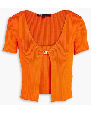Maje Convertible Ribbed-Knit Top - Orange