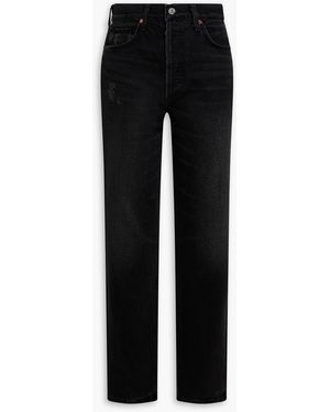 Citizens of Humanity Distressed High-Rise Straight-Leg Jeans - Black