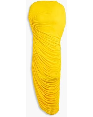 Ferragamo Draped Stretch-jersey Midi Dress - Yellow