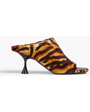 Acne Studios Tiger-print Velvet Mules - Brown