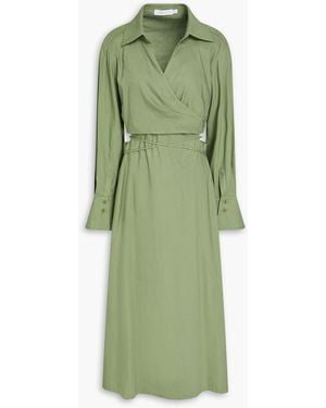 Jonathan Simkhai Giulia Convertible Wrap-Effect Cutout Linen-Blend Midi Dress - Green