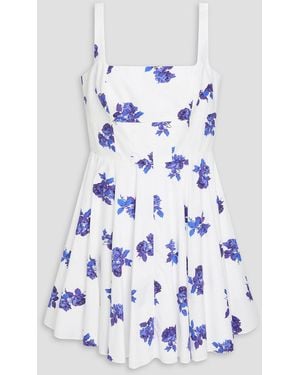 Emilia Wickstead Mona Floral-Print Swiss-Dot Cotton-Blend Mini Dress - White