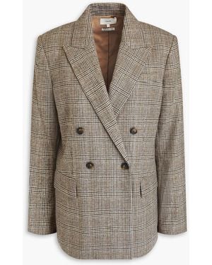 Vince Double-breasted Prince Of Wales Checked Flannel Blazer - Brown
