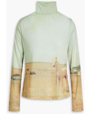 Rejina Pyo Bronted rollkragenoberteil aus stretch-jersey mit print - Grün