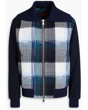 Missoni Checked Wool-Jacquard And Felt Bomber Jacket - Blue