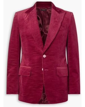 Tom Ford Shelton Slim-Fit Cotton-Velvet Blazer - Red