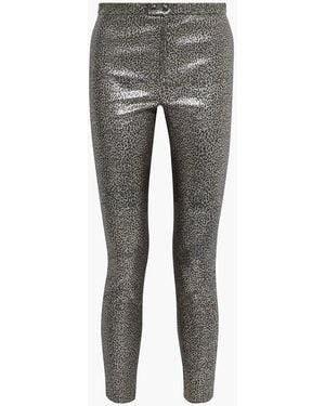 Isabel Marant Etienne Leopard-Print Leather Skinny Pants - Gray