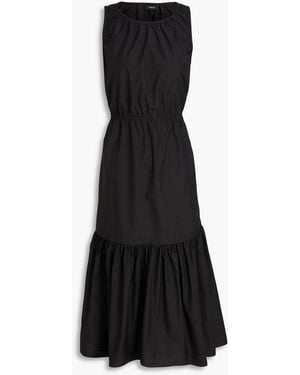 Theory Tiered Cotton-blend Midi Dress - Black