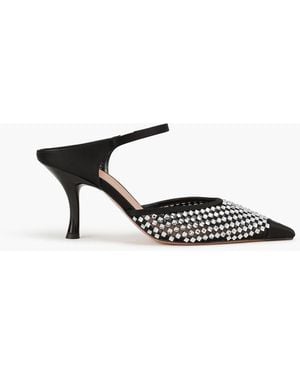 Malone Souliers Vega 70 Crystal-Embellished Mesh Mules - Black