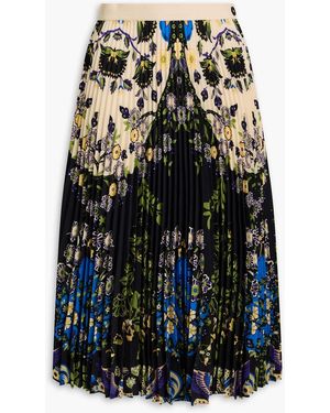 Etro Pleated Floral-print Crepe Midi Skirt - Black
