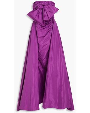 Zuhair Murad Strapless Draped Taffeta Gown - Purple