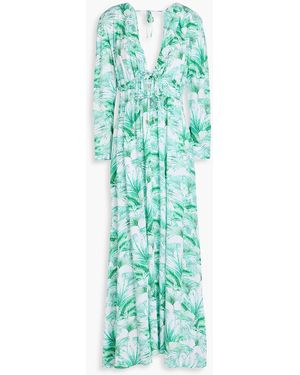 Melissa Odabash Farrah Printed Voile Kaftan - Green
